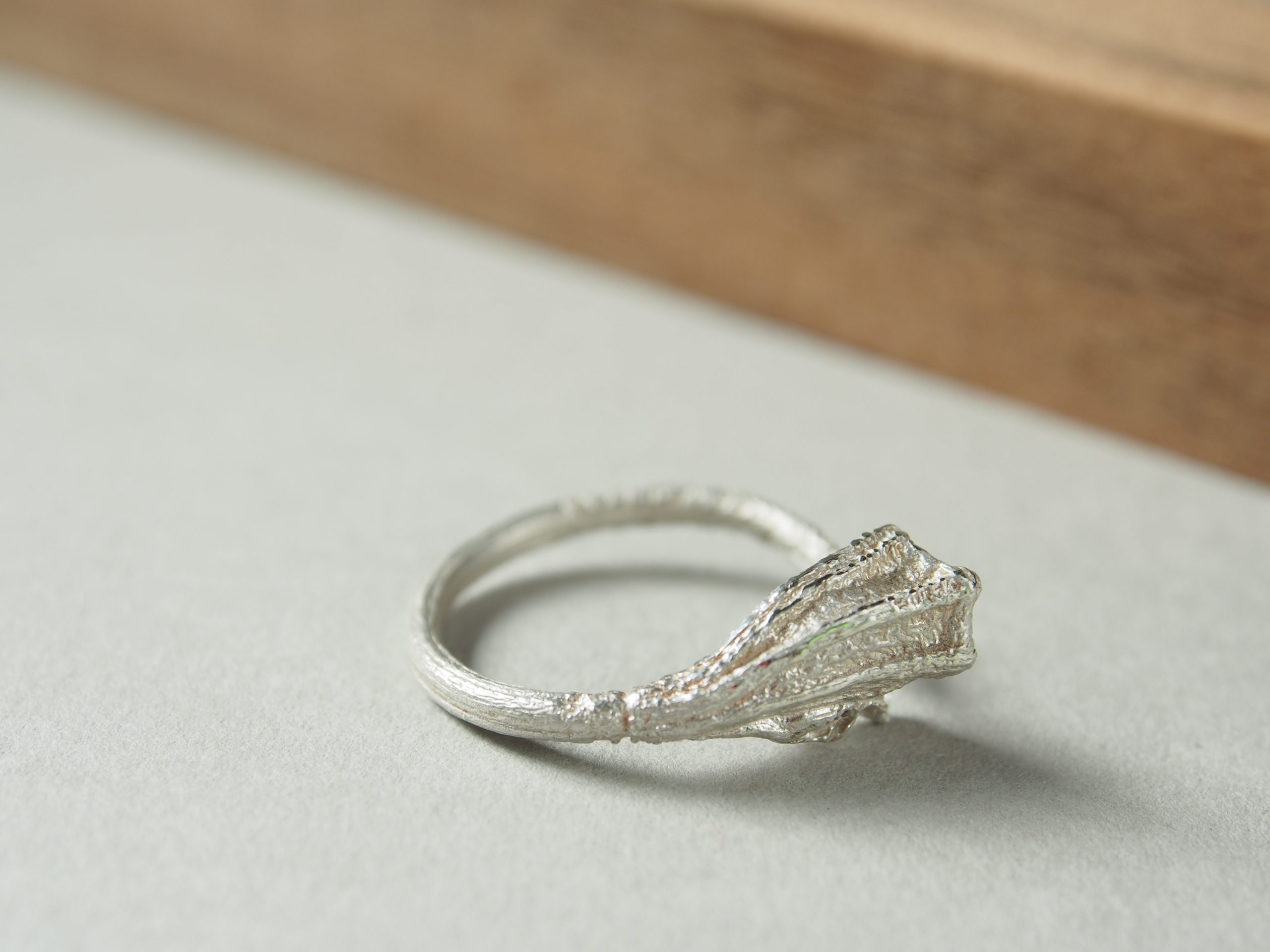 Anillo abierto de plata Rastros