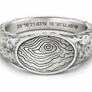 anillo sello personalizado plata grabado coordenadas