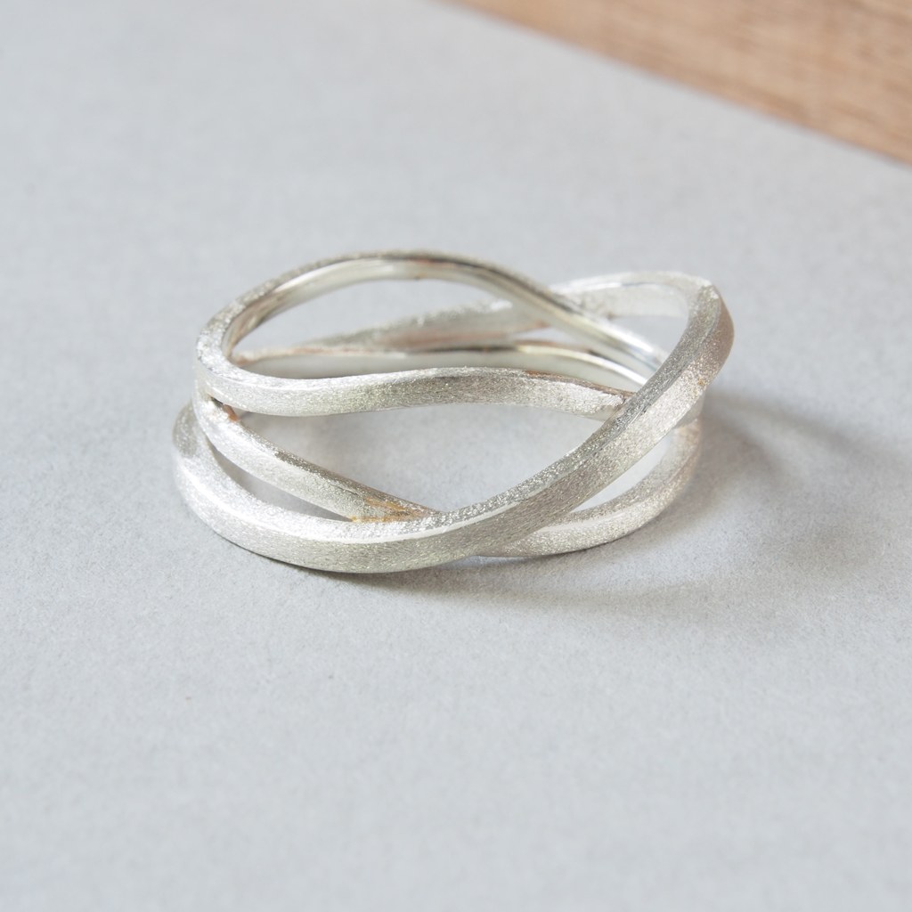 Detalle de las tres bandas del anillo Etapas de plata